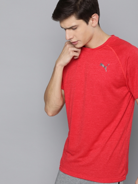 

Puma Men Red Solid Heather SS DryCell Round Neck T-shirt