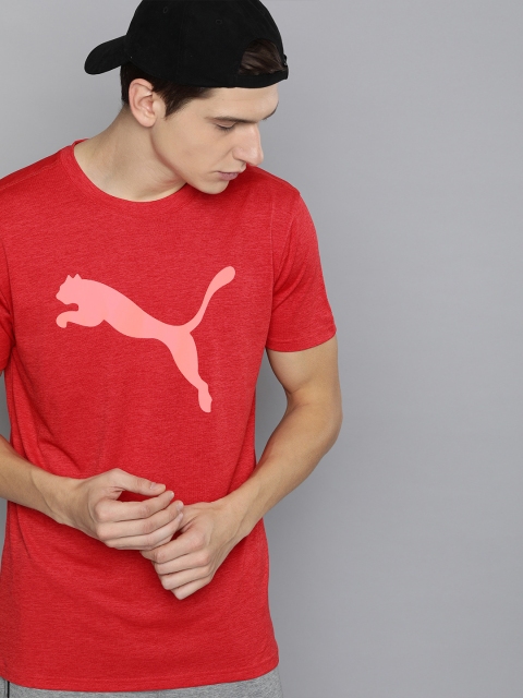 

Puma Men Red Printed Heather Cat DryCell Round Neck Training T-shirt