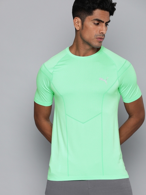 

Puma Men Sea Green DryCELL Reactive EvoKNIT Self Design Round Neck Training T-shirt