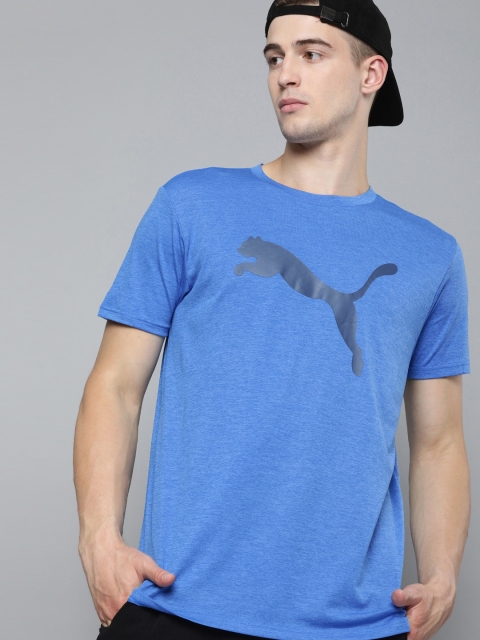 

Puma Men Blue Printed Heather Cat DryCell Round Neck Training T-shirt