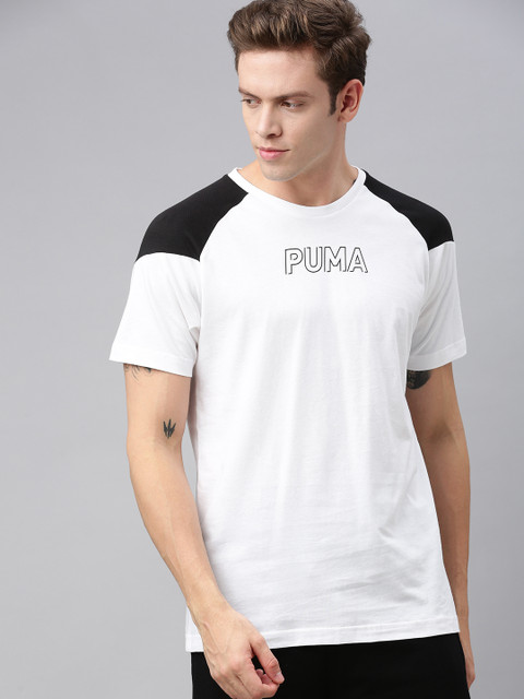 

Puma Men White Solid DryCell MODERN SPORTS Advanced Round Neck Pure Cotton T-shirt With Printed Detail