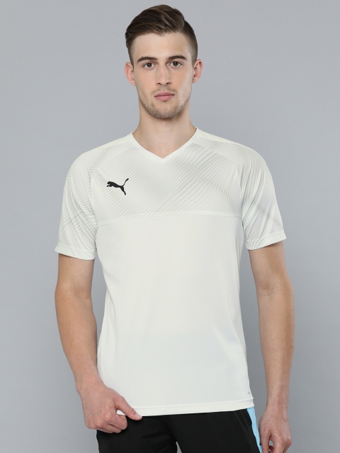 

Puma Men White Slim Fit Solid DryCell CUP V-Neck T-shirt With Printed Detailing