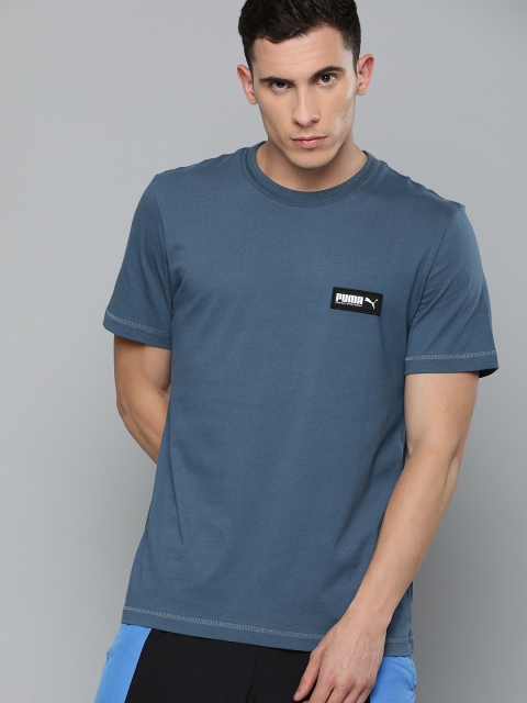

Puma Men Teal Blue Relaxed Fit Solid FUSION Round Neck T-shirt