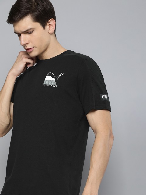 

Puma Men Black Solid Regular Fit ATHLETICS Advanced Round Neck T-shirt