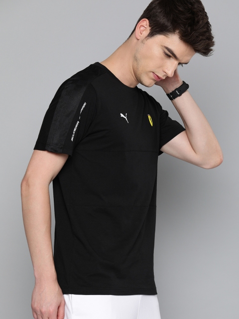 

PUMA Motorsport Men Black Solid Round Neck SF T7 Pure Cotton T-shirt