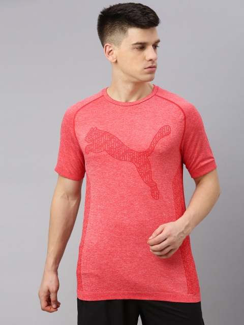 

Puma Men Red Slim Fit Brand Logo Printed RTG Evoknit dryCELL Round Neck T-shirt