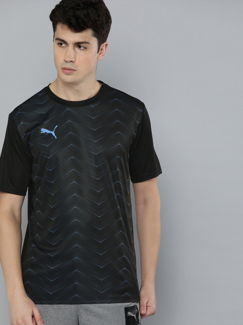 

Puma Men Black & Blue Slim Fit Printed DryCell NXT Graphic Core Round Neck T-shirt