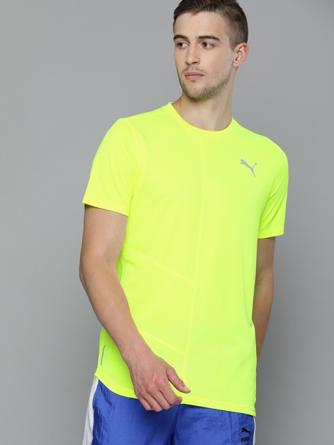 

Puma Men Fluorescent Yellow Solid IGNITE Round Neck Running T-shirt