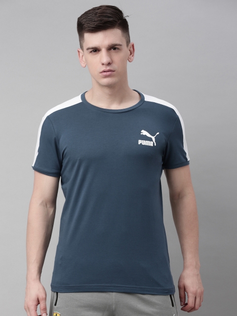 

Puma Men Blue Solid Iconic T7 Slim Fit Round Neck T-shirt