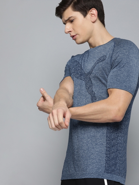 

Puma Men Blue Slim Fit RTG Evoknit Printed Drycell Round Neck T-shirt