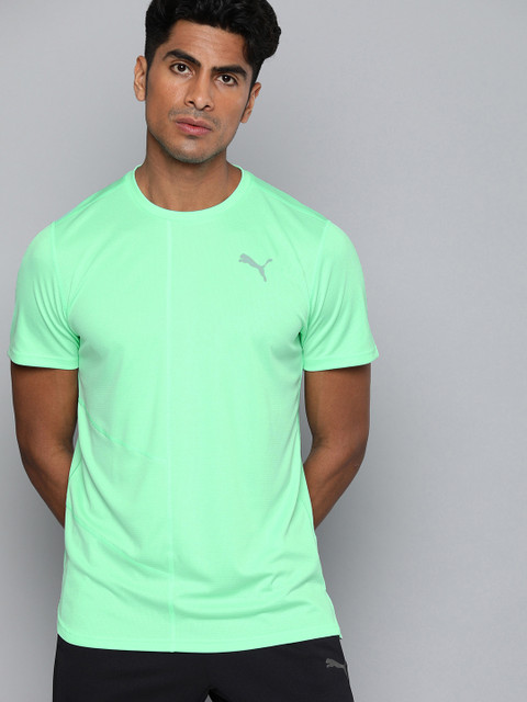 

Puma Men Sea Green Solid IGNITE Drycell Running Round Neck T-shirt