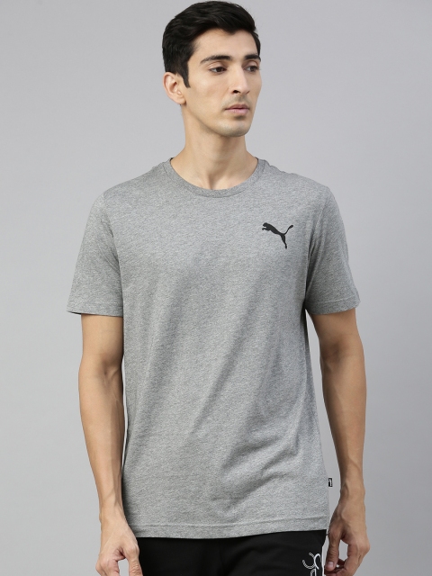 

Puma Men Grey Melange Solid Essentials Round Neck T-shirt