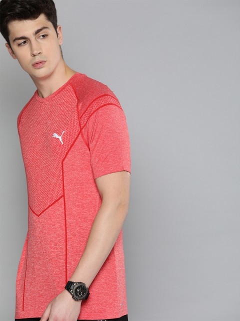 

Puma Men Red Self Design Reactive evoKNIT DryCELL Round Neck Running T-shirt