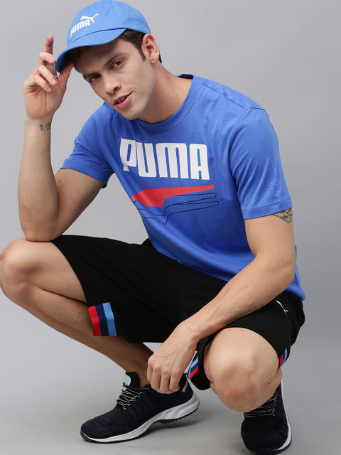 

Puma Men Blue & White Printed Round Neck REBEL Bold T-shirt