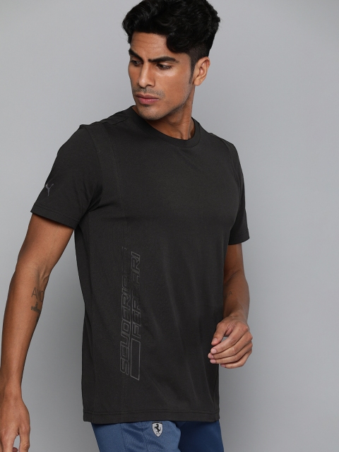 

PUMA Motorsport Men Black Solid Round Neck Ferrari Logo Pure Cotton Motorsports T-shirt