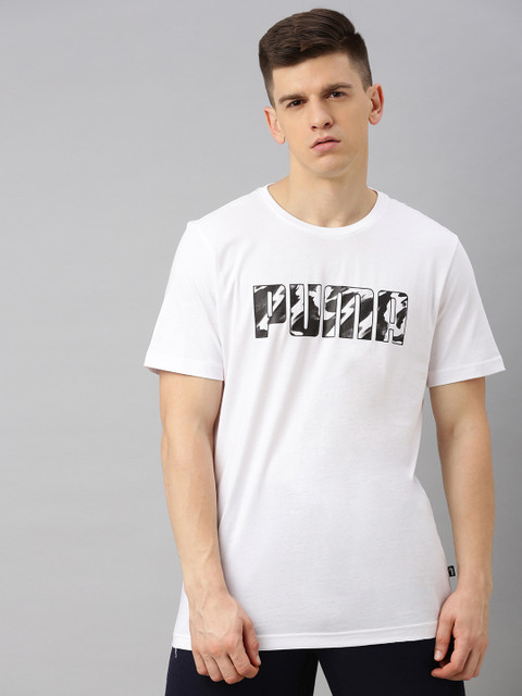 

Puma Men White Printed Round Neck T-shirt