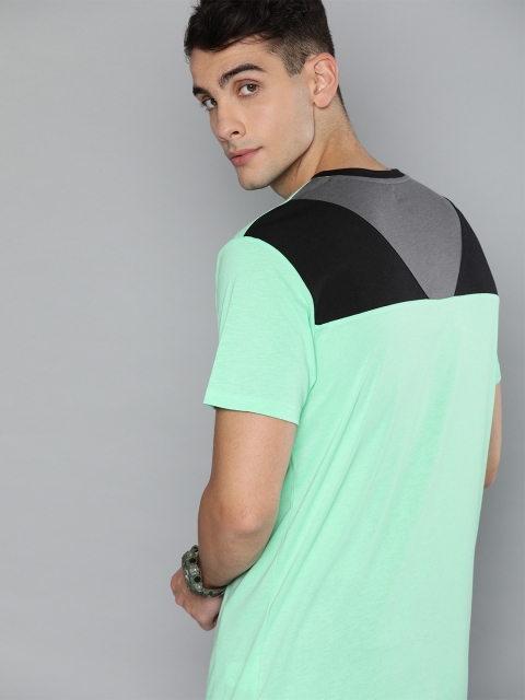 

Puma Men Green & Black Colourblocked DryCELL Reactive Round Neck Running T-shirt