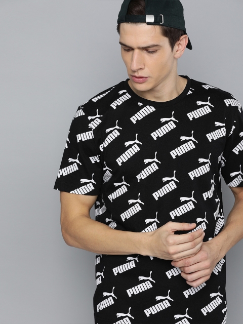 

Puma Men Black White Relaxed Fit AMPLIFIED Printed Round Neck Pure Cotton T-shirt