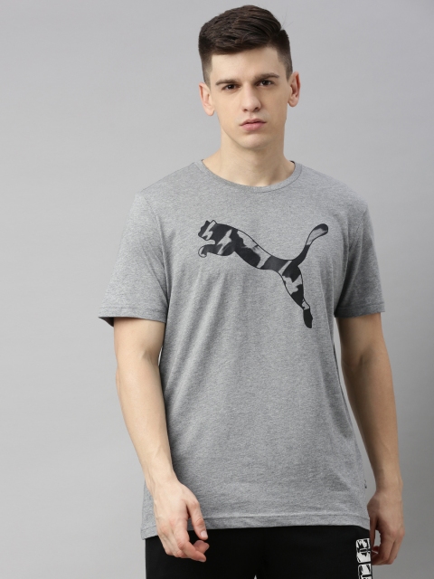 

Puma Men Grey Graphic Printed Round Neck Pure Cotton T-shirt