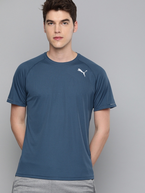 

Puma Men Navy Blue DryCELL Self-Checked Round Neck Running T-shirt