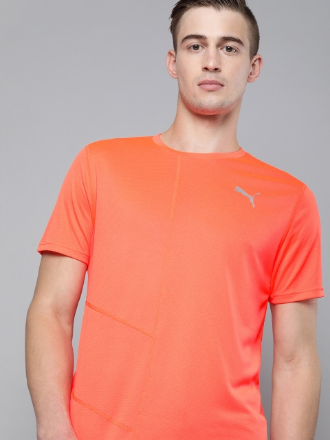 

Puma Men Fluorescent Orange IGNITE dryCell Technology Solid Running & Training T-shirt