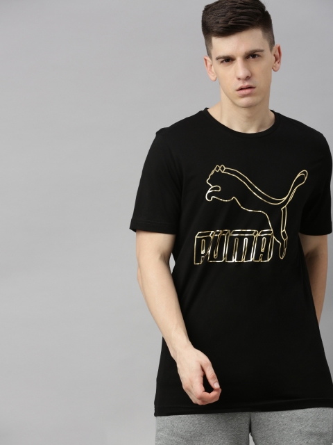 

Puma Men Black Printed Round Neck Classics Logo Pure Cotton T-shirt