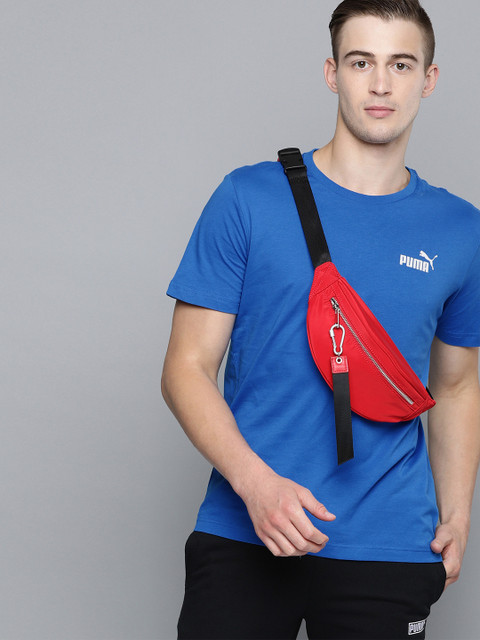 

Puma Men Blue Essentials Solid Round Neck Pure Cotton T-shirt