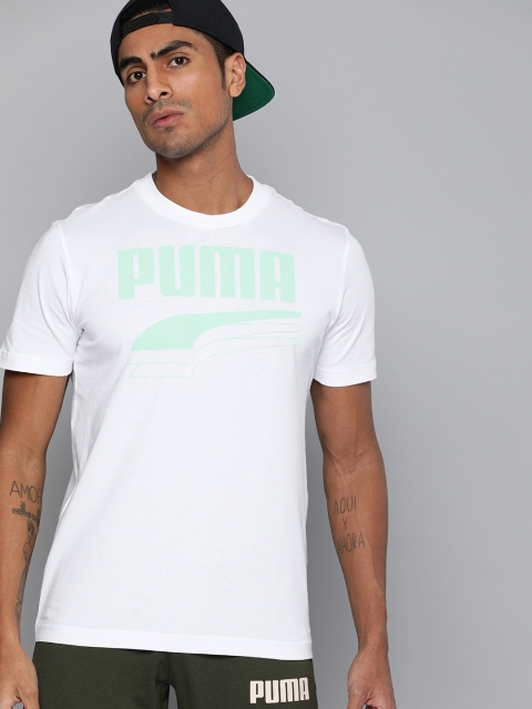 

Puma Men White & Sea Green REBEL Bold Printed Round Neck T-shirt