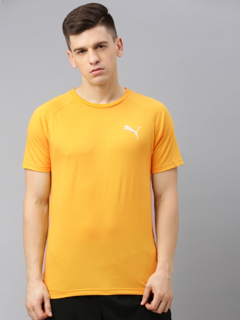 

Puma Men Yellow Slim Fit Drycell Solid Evostripe Round Neck T-shirt