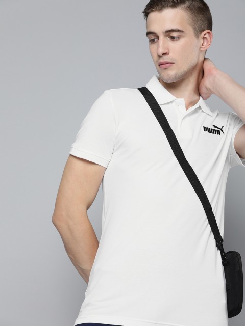 

Puma Men White Solid ESS Pique Slim Fit Polo Collar T-shirt