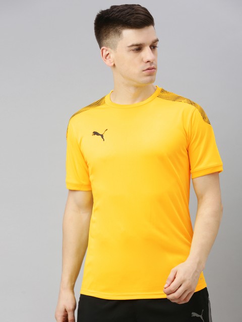 

Puma Men Yellow Solid ftblNXT Pro Round Neck Football T-shirt with Printed Detail