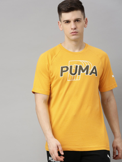 

Puma Men Yellow Printed Round Neck MODERN SPORTS Logo Pure Cotton T-shirt