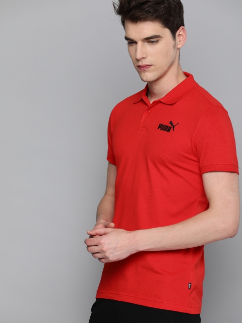 

Puma Men Red Solid Slim Fit ESS Pique Polo Collar T-shirt