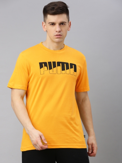 

Puma Men Mustard Yellow Printed REBEL Bold Round Neck T-shirt