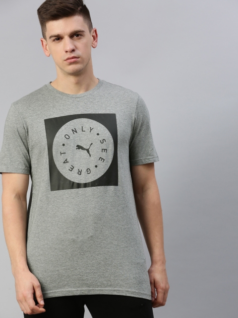 

Puma Men Grey Printed OSG Round Neck Pure Cotton T-shirt