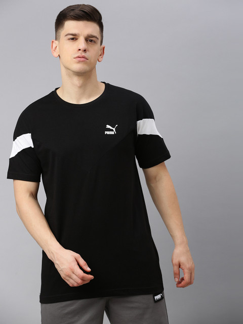 

Puma Men Black Solid Round Neck T-shirt