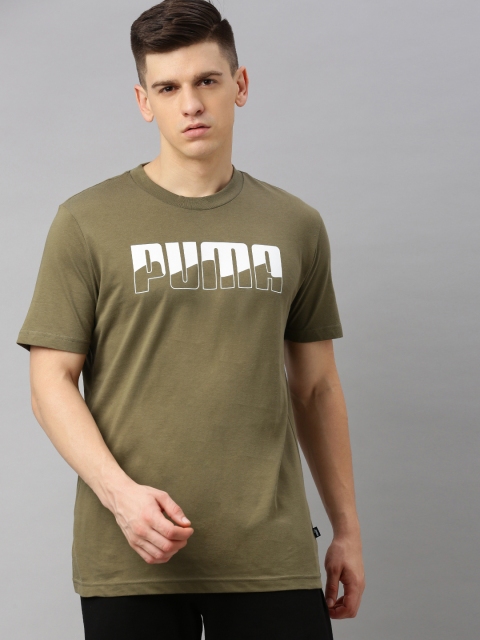 

Puma Men Olive Green Printed Round Neck T-shirt