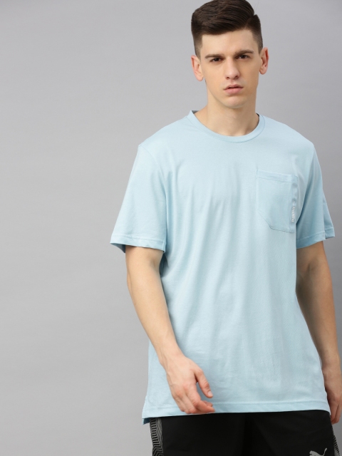 

Puma Men Blue Solid Round Neck Pure Cotton T-shirt