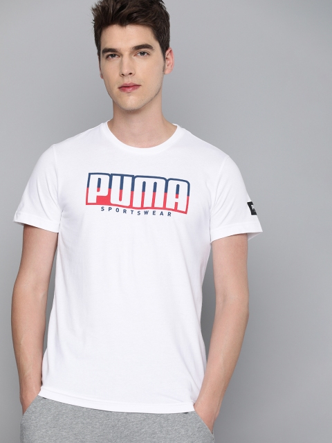 

Puma Men White Printed ATHLETICS Big Logo Round Neck T-shirt