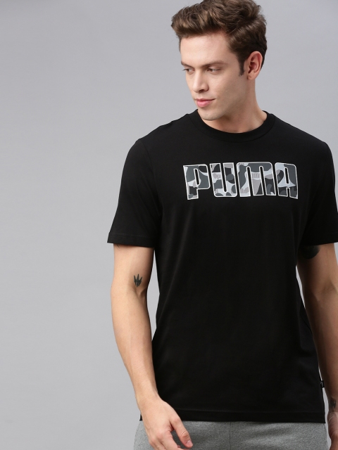 

Puma Men Black Printed Rebel CAMO Fill Round Neck Pure Cotton T-shirt