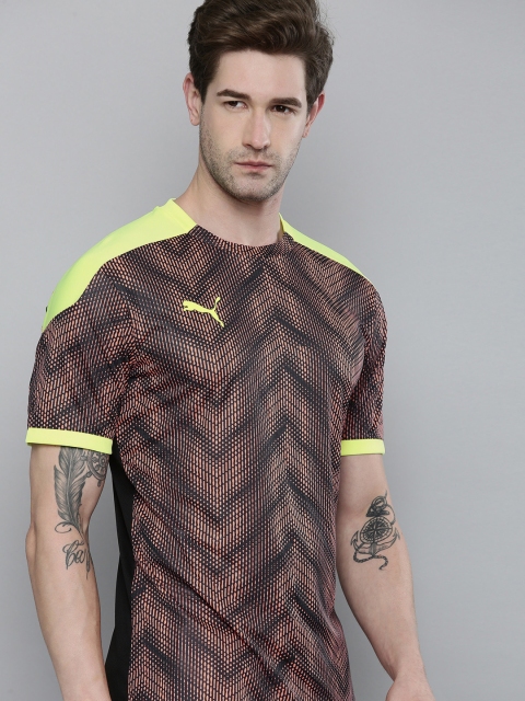 

Puma Men Peach-Coloured & Yellow ftblNXT Graphic Printed T-shirt