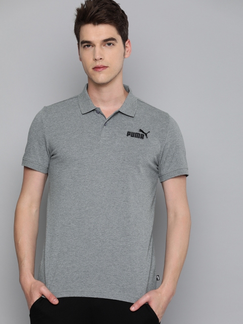 

Puma Men Grey Solid Slim Fit ESS Pique Polo Collar T-shirt