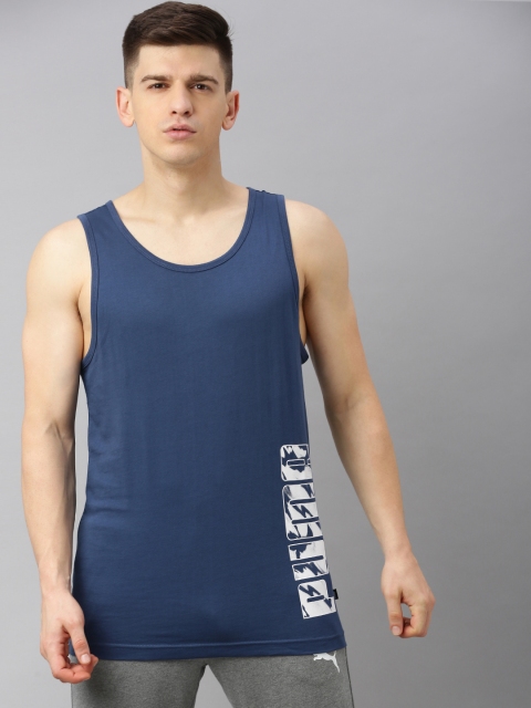 

Puma Men Navy Blue Printed Round Neck T-shirt
