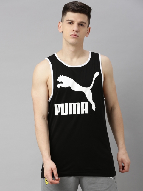 

Puma Men Black Printed Round Neck Classics Logo Tank T-shirt