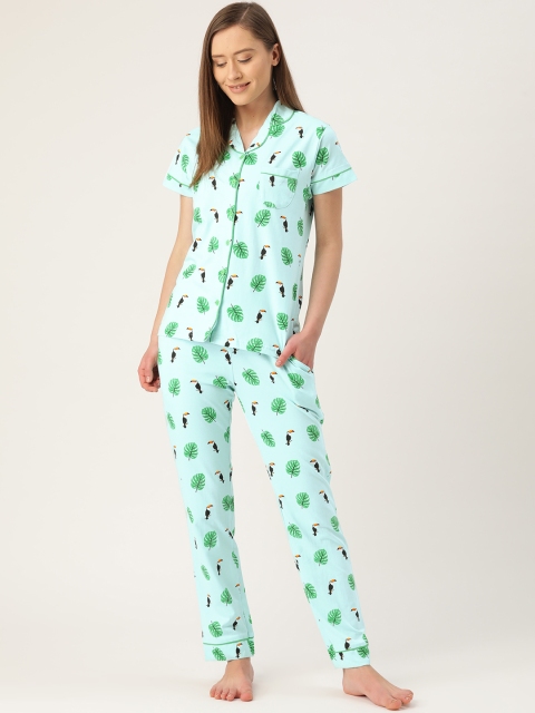 

Nite Flite Women Green Printed Night Suit