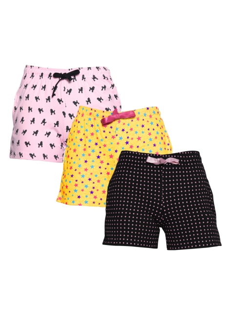 

Nite Flite Women Pack of 3 Printed Lounge Shorts, Pink