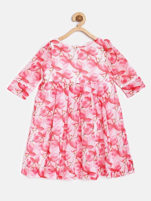 

Aomi Girls Pink & White Floral Printed Empire Dress