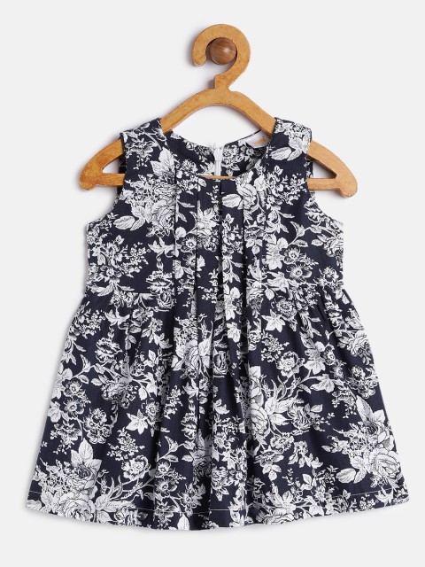 

Aomi Infant Girls Navy Blue & White Printed A-Line Dress