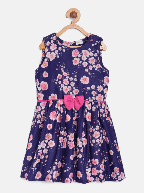

Aomi Girls Purple & Pink Floral Printed Fit and Flare Dress