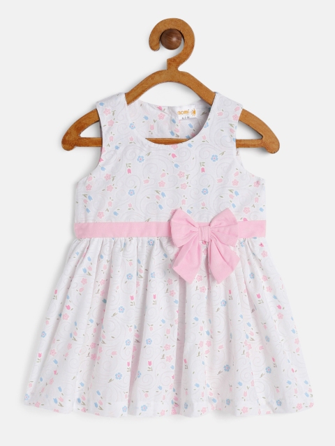 

Aomi Infant Girls White & Pink Printed Fit and Flare Dress